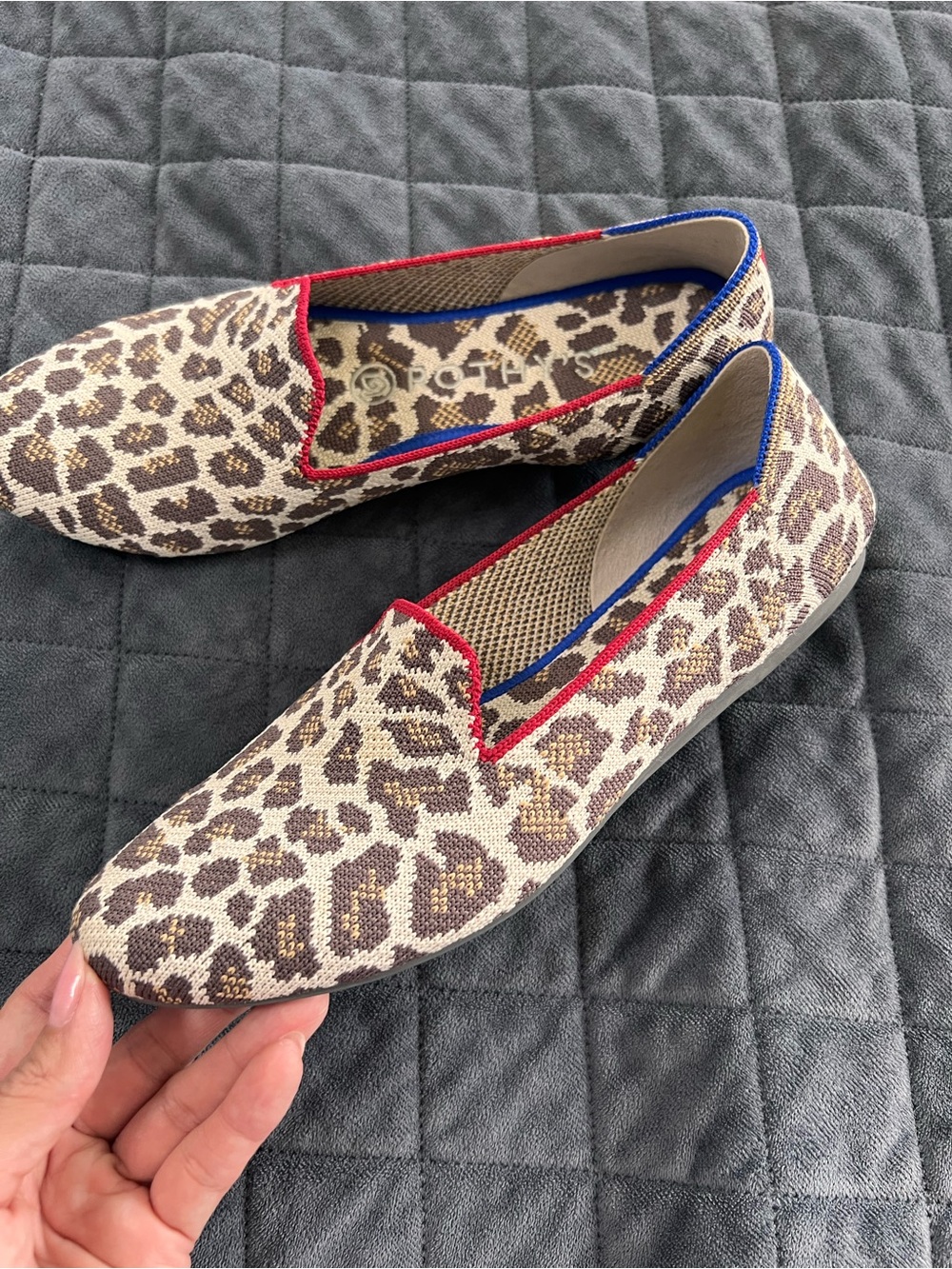 Rothy's The Loafer Women's Size 7.5 Leopard Print Knit Flat Shoes Comfort